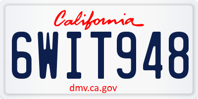 CA license plate 6WIT948