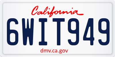 CA license plate 6WIT949