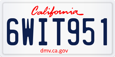 CA license plate 6WIT951
