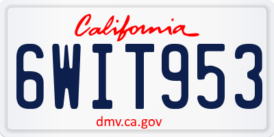 CA license plate 6WIT953