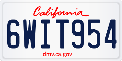 CA license plate 6WIT954