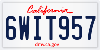 CA license plate 6WIT957