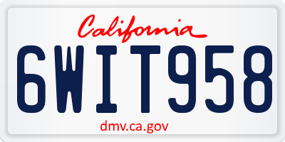 CA license plate 6WIT958