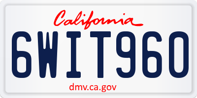 CA license plate 6WIT960