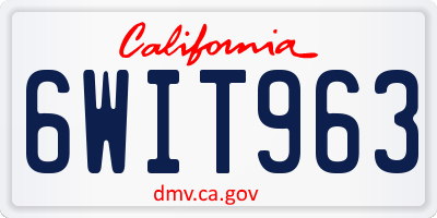 CA license plate 6WIT963