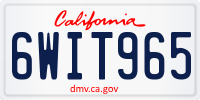 CA license plate 6WIT965