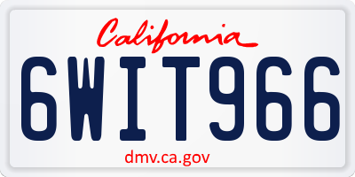 CA license plate 6WIT966