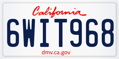 CA license plate 6WIT968