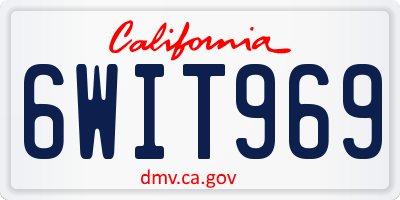 CA license plate 6WIT969