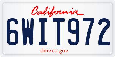 CA license plate 6WIT972