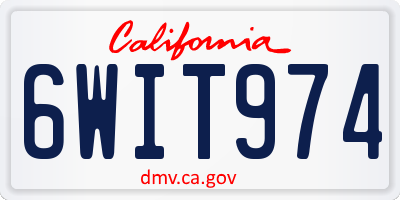 CA license plate 6WIT974