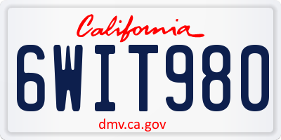 CA license plate 6WIT980
