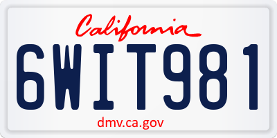 CA license plate 6WIT981