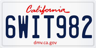 CA license plate 6WIT982