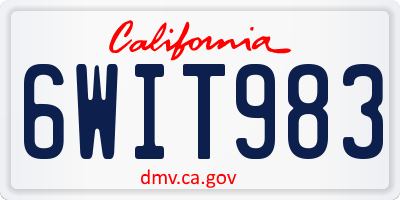CA license plate 6WIT983