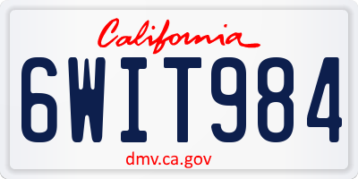 CA license plate 6WIT984