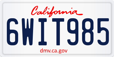 CA license plate 6WIT985