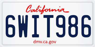 CA license plate 6WIT986