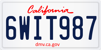 CA license plate 6WIT987