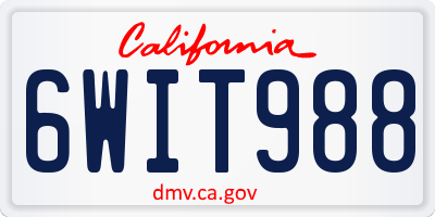 CA license plate 6WIT988