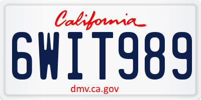 CA license plate 6WIT989