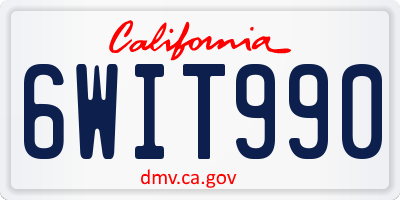 CA license plate 6WIT990