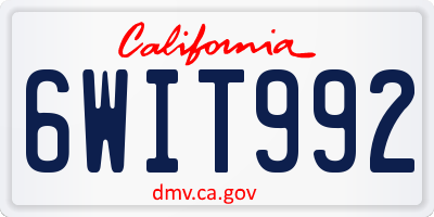 CA license plate 6WIT992