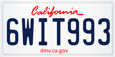 CA license plate 6WIT993