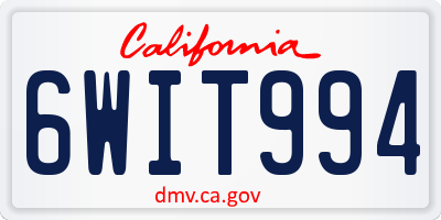 CA license plate 6WIT994