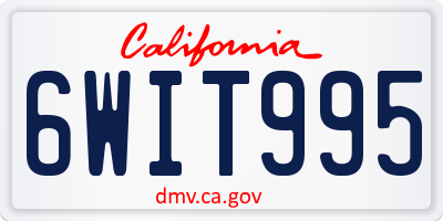 CA license plate 6WIT995
