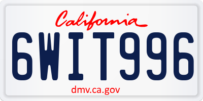 CA license plate 6WIT996