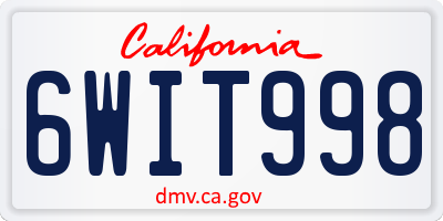 CA license plate 6WIT998