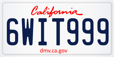 CA license plate 6WIT999