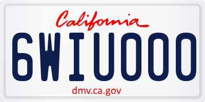 CA license plate 6WIU000