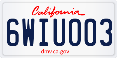 CA license plate 6WIU003