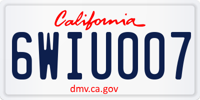CA license plate 6WIU007
