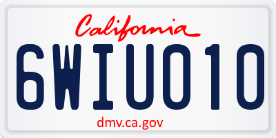 CA license plate 6WIU010