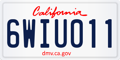 CA license plate 6WIU011