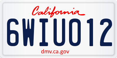CA license plate 6WIU012