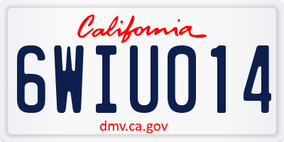 CA license plate 6WIU014