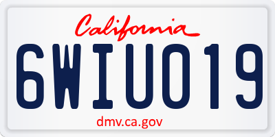 CA license plate 6WIU019