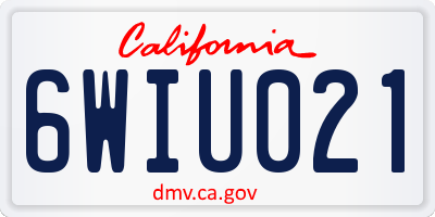 CA license plate 6WIU021