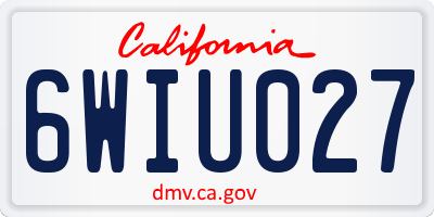 CA license plate 6WIU027
