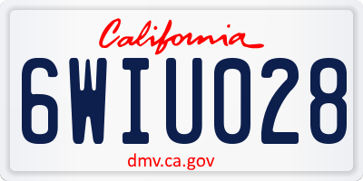 CA license plate 6WIU028