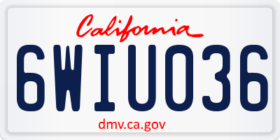 CA license plate 6WIU036