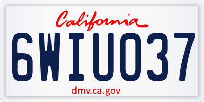 CA license plate 6WIU037