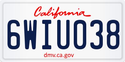 CA license plate 6WIU038