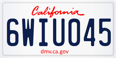 CA license plate 6WIU045
