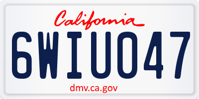 CA license plate 6WIU047