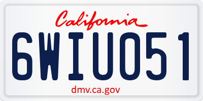 CA license plate 6WIU051